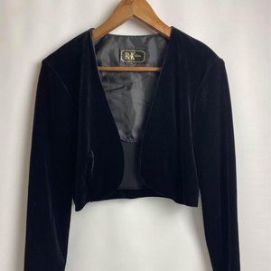 Vintage R&K Evening Womens S/M Black Velvet Bolero Shrug